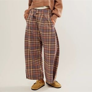 NWT Free People Cool Harbor Plaid Wide-Leg Pants